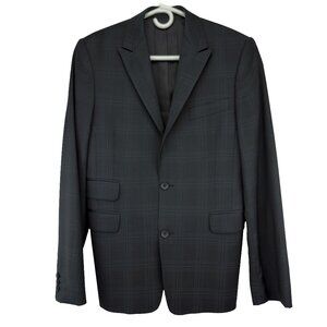 PHILIPPE DUBUC Single Breasted Plaid Dark Gray Blazer & Pants Suit Size 38R / 30